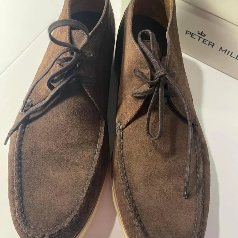 Peter Millar Men's 11.5 Brown leather suede chukka ankle boots Made in Brazil